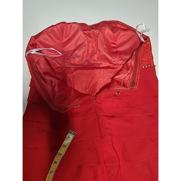 2 piece  Gorgeous Lace Detailed Formal Prom Wedding Dress Size 14 Red (E28) - Picture 8 of 12